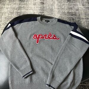 Alp N Rock Gray Crewneck Sweater with Red and Navy Accents